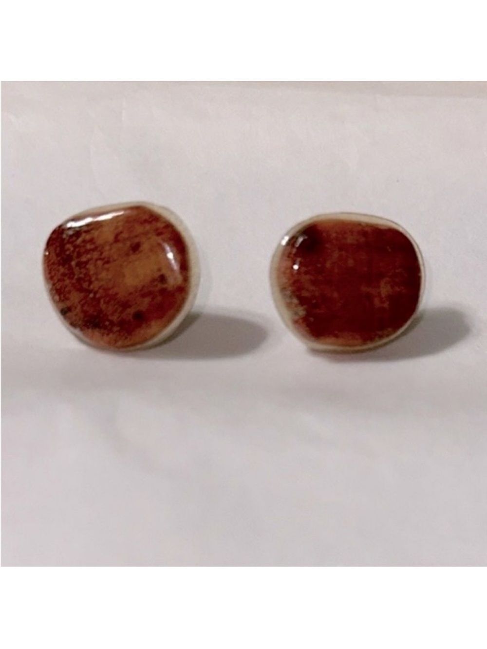 Acrylic Marble Tan Rust Burnt Orange Stud Earrings